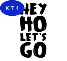 Kit 4 Decoração Parede Hey Ho Lets Go Rock Punk Ramones 60 - Moai Shop