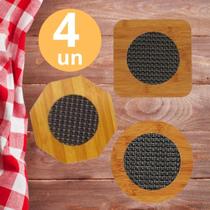 KIT 4 Descanso De Panela Bambu Protege Jogo Americano Mesas Contra Riscos Para Casa Cozinha Multius