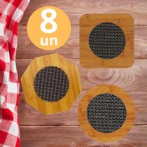KIT 4 Descanso De Panela Bambu Protege Jogo Americano Mesas Contra Riscos Para Casa Cozinha Multius