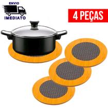 Kit 4 Descanso de Panela Bambu Redondo Porta Panela e Travessa para Mesa Cozinha Achadinhos da Shoppe Casa Baratinho