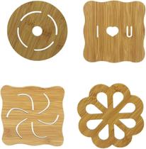 Kit 4 Descanso De Panela De Bambu Madeira Protege Sua Mesa