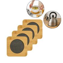 Kit 4 Descanso de Panela MDF 16,5cm Proteção para Mesa Apoio para Panela Quente