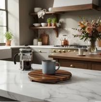 Kit 4 Descanso Suporte De Panela Redondo Em Madeira Escuro - 18x18 CM