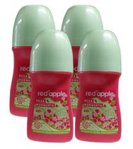 Kit 4 Desodorante Red Apple Roll On Rosa Mosqueta 55ml