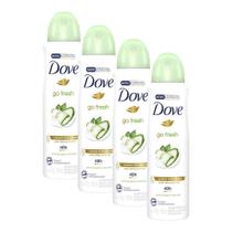 Kit 4 Desodorantes Antitranspirante Dove Go Fresh Pepino e Chá Verde 150ml cada