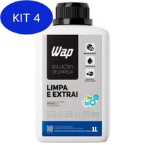 Kit 4 Detergente Limpador Para Extratoras 1L Limpa e Extrai