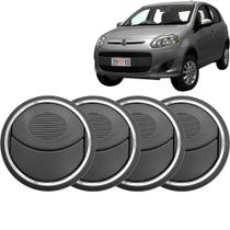 Kit 4 Difusor Ar Central + Lateral Palio 12 Cinza Esc Aro Prata