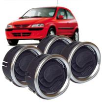 Kit 4 Difusor De Ar Central Lateral Cromado Fosco Com Suporte Auto Quality Celta 2001 A 2006 Kit1027