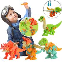 Kit 4 Dinossauros Brinquedo Monta Desmonta Chavinha Parafuso