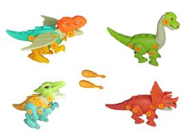 Kit 4 Dinossauros De Brinquedo Monta E Desmonta Coloridos Sensorial Toque