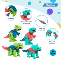 Kit 4 Dinossauros Monta e Desmonta Educativo Miniatura