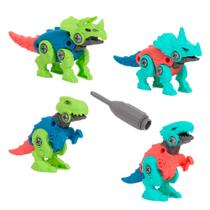 Kit 4 Dinossauros Monta e Desmonta Educativo Miniatura