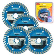 Kit 4 Disco Diamantado Serra Mármore Corte Granito Mármore Pedra Telha Turbo Premium Stamaco 4” 110x20mm