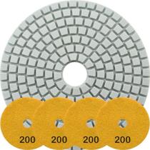 Kit 4 Disco Lixa Polimento úmido Mármore 10 Cm Grão 200