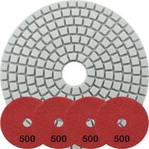 Kit 4 Disco Lixa Polimento Úmido Mármore 10 Cm Grão 500