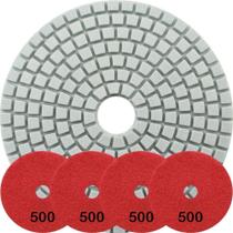 Kit 4 Disco Lixa Polimento úmido Mármore 10 Cm Grão 500
