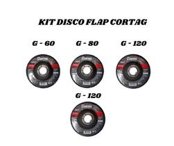 Kit 4 discos flap g-60+g-80+g-120+g-120