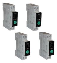 Kit 4 Disjuntor Medidor Wifi 1-63a Ajustável Alexa Google H