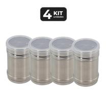Kit 4 dispensador inox de condimentos profissional 350ml