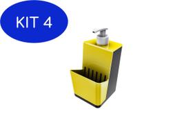 Kit 4 Dispenser Para Detergente De Pia 500Ml Amarelo Com Preto - Crippa