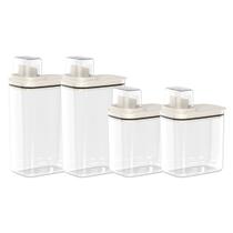 Kit 4 Dispensers para Lavanderia 1,5 L e 2,3 L Organizadores de Sabão/Amaciante Flow Ou