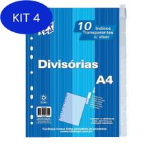 Kit 4 Divisória A4 Yes Com Índices 10 Unidades 10Intba Cristal