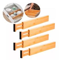 Kit 4 Divisória De Gavetas Extensível Ajustável Keep Bambu - Ou