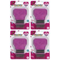 Kit 4 Dr Pentinho Pente Piolho Lêndea Limpador Verde Ou Rosa
