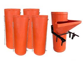 Kit 4 dutos para entulho reto + 1 duto c/boca + suporte