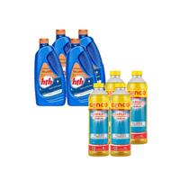 Kit 4 elevador de ph hth 4 clarificante genco tratamento piscina