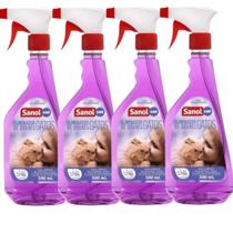 Kit 4 Eliminador de Odores Sanol Vet Gatos Lavanda 500 ml