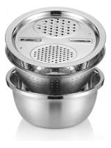Kit 4 Em 1 Bacia Bowl Ralador Fatiadora Inox Tigela Vasilha
