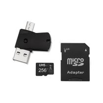 Kit 4 em 1 Cartão de Memória 256GB Ultra High Speed-I U3 + Adptador USB/OTG Tipo C + Adaptador SD - MC154