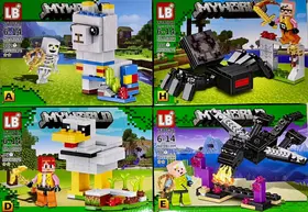 Kit 4 em 1 Lego Minecraft LB1184 Animais e Monstros - 400 peças
