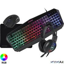 Kit 4 em 1 Linha Gamer Teclado Mouse Headset Mousepad Mymax