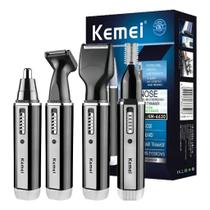 Kit 4 em 1 Máquina Aparador Cabelo Barba Pelos Nariz Sem Fio USB Recarregável Kemei 6630 Kit 4 em 1 Máquina Aparador Cabelo Barba Pelos Nariz Sem Fio USB Recarregável Kemei 6630