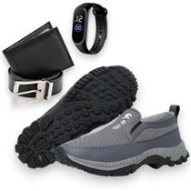 Kit 4 em 1 Sapatilha Slip On Tenis Masculino Casual Moderno de Trilha Adventure Super Leve e Elastic