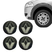 Kit 4 Emblema Adesivo Calota Resinado Preto Renault