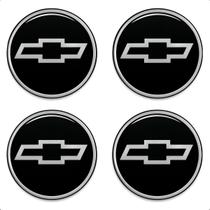 Kit 4 Emblema Adesivo Calota Roda Chevrolet Preto Resinado