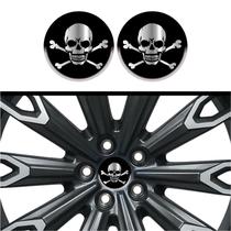 Kit 4 Emblema Caveira cromo fundo preto 48 mm Kit 4 Emblema Caveira cromo fundo preto 48 mm
