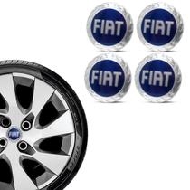 Kit 4 Emblema Fiat Azul para Calota GFM Aro 13 14 15