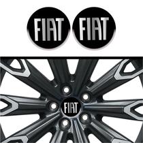 Kit 4 Emblema Fiat cromo fundo preto 48 mm