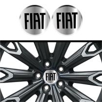 Kit 4 Emblema Fiat preto fundo cromo 48 mm
