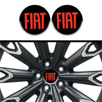 Kit 4 Emblema Fiat vermelho fundo preto 48 mm