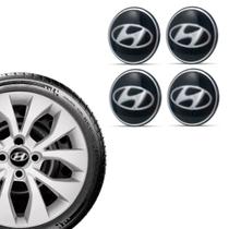 Kit 4 Emblema Hyundai Preto para Calota MFG Aro 13 14 15