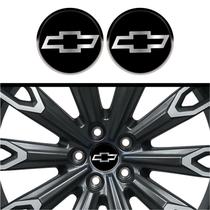 Kit 4 Emblema Logo Adesivo Chevrolet logo clássica cromo fundo preto 48 mm