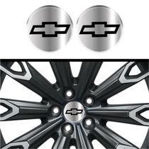Kit 4 Emblema Logo Adesivo Chevrolet logo clássica preta fundo cromo 48 mm