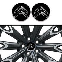 Kit 4 Emblema Logo Adesivo Citroen logo cromo fundo preta 48 mm