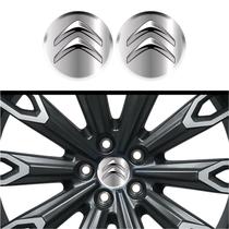 Kit 4 Emblema Logo Adesivo Citroen logo preta com cromo e fundo cromado 48 mm
