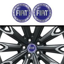 Kit 4 Emblema Logo Adesivo Fiat logo formato clássico azul 48 mm